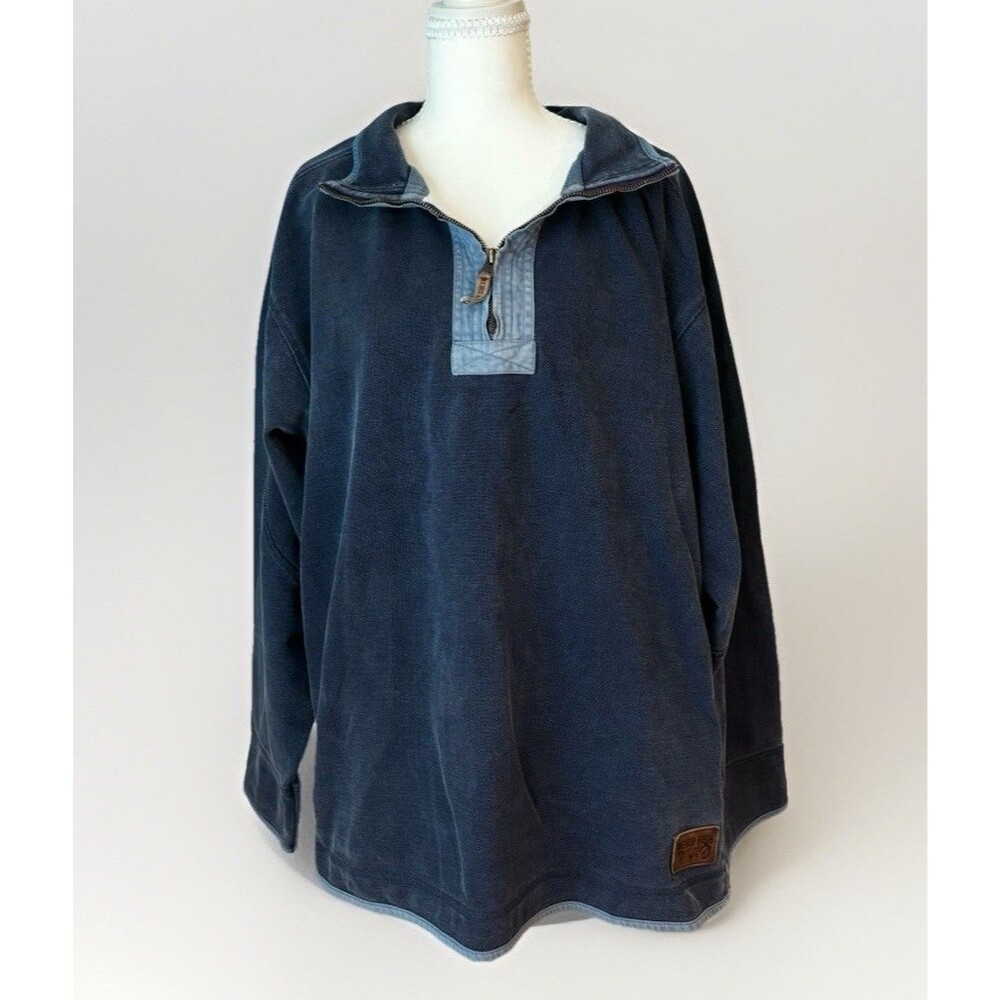 Weird Fish Blue Quarter Zip Sweatshirt Pullover XL Heavy Cotton Coastal Casual
